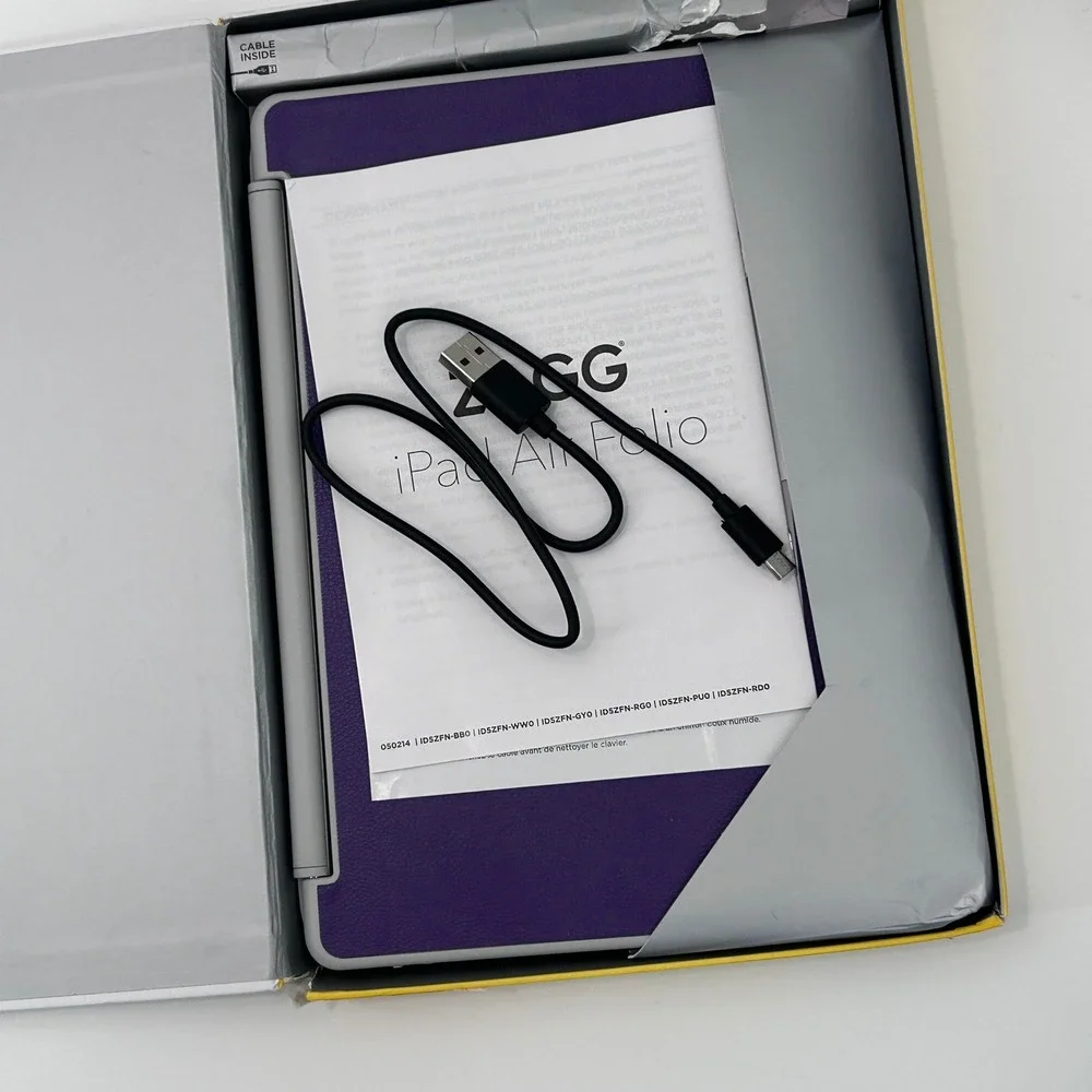 ZAGG Folio Hinged Bluetooth Keyboard Case for iPad Air Purple Gray IDSZF-PU0